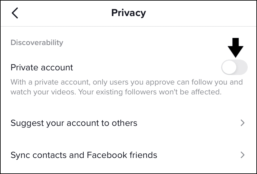 change TikTok account's privacy to public to fix can't save or download TikTok videos