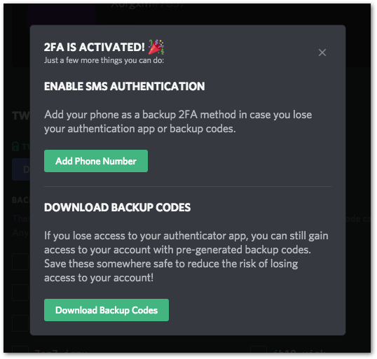 set up two-factor authentication and prevent and undisable disabled discord account