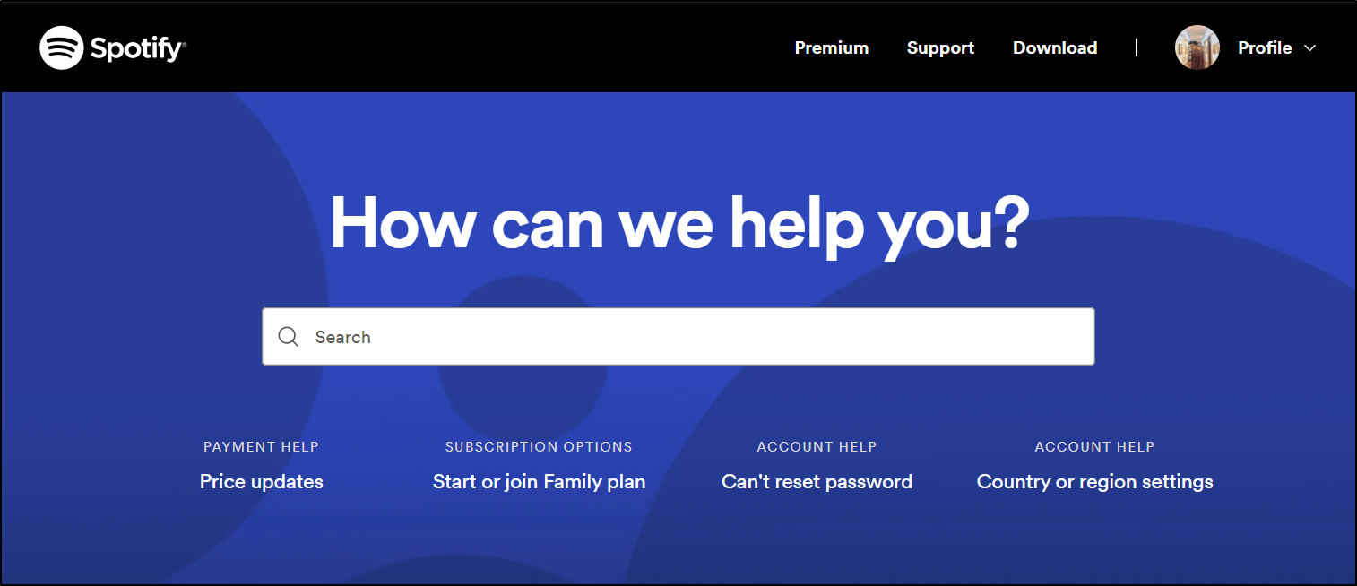 contact Spotify Support through support page to fix Spotify offline downloads songs or playlists not working, playing or greyed out