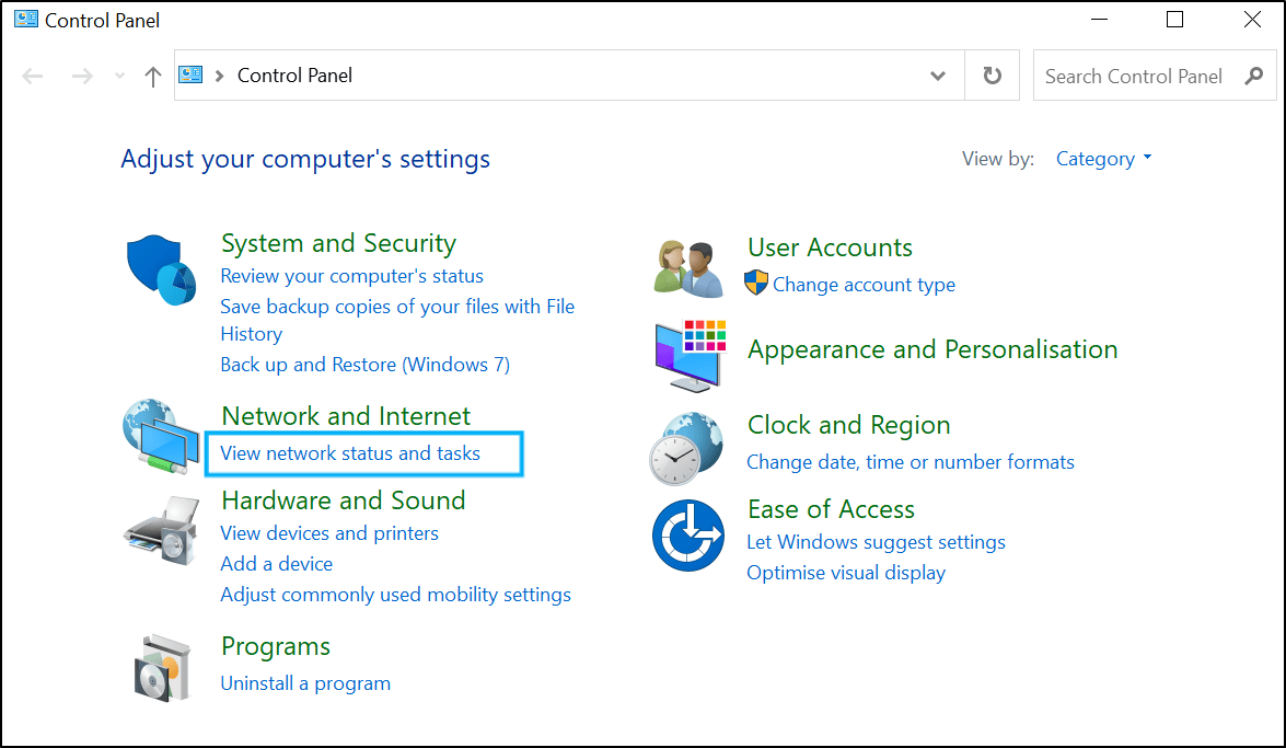 access Network settings on Windows 10 to find router IP address to update it to fix Disney Plus not loading, playing, or the Something Went Wrong error