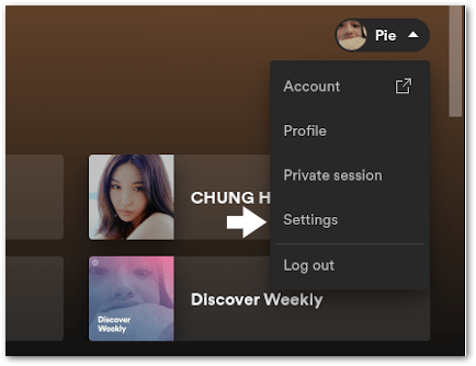 open settings menu in Spotify app on desktop to clear spotify cache to fix Spotify app keeps crashing, closing, stopping, restarting randomly, quitting