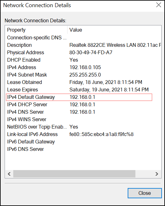 Find router IP address on Windows to update it to fix Disney Plus not loading, playing, or the Something Went Wrong error