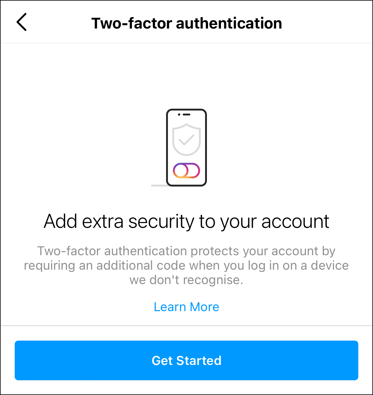set up two factor authentication on Instagram settings to prevent hacks and secure account to fix can't sign in or log in