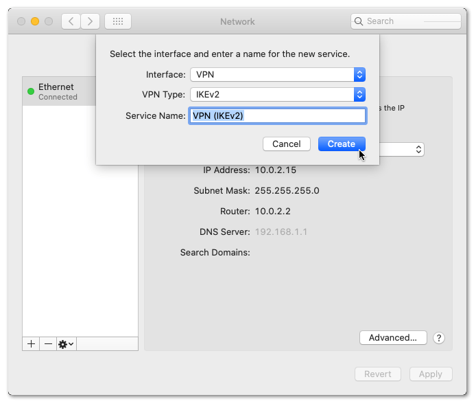 manually set up VPN through settings on macOS