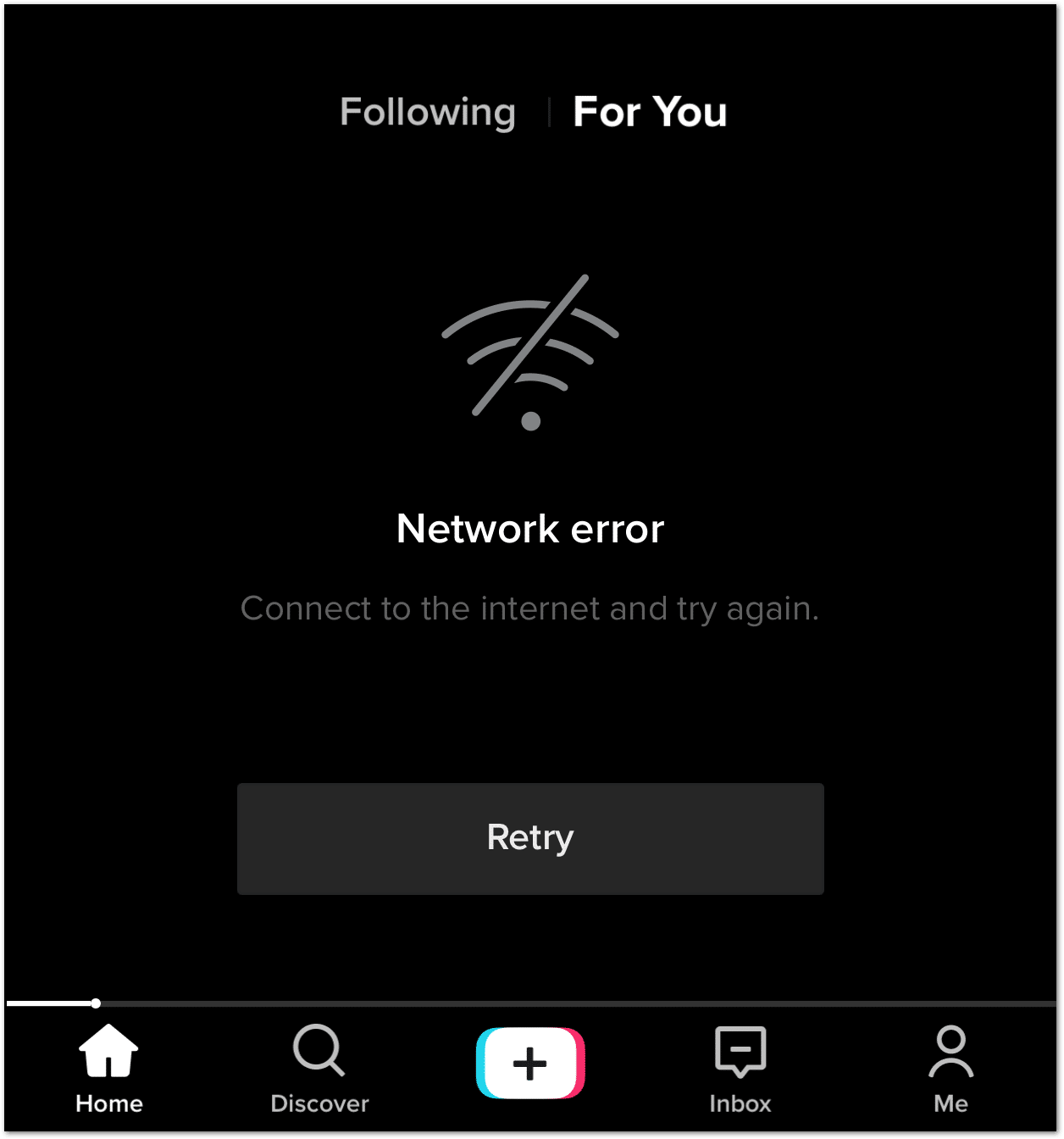 TikTok network error or no internet connection error