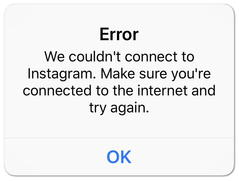 Instagram "We couldn't connect to Instagram" error can't log in or sign in