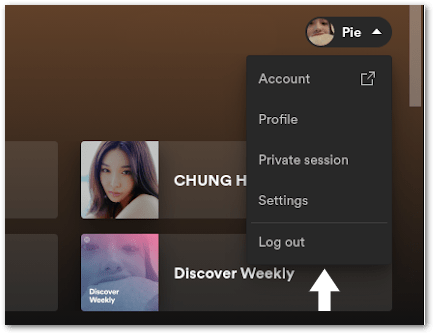log out and back into the Spotify app to fix Spotify offline downloads songs or playlists not working, playing or greyed out
