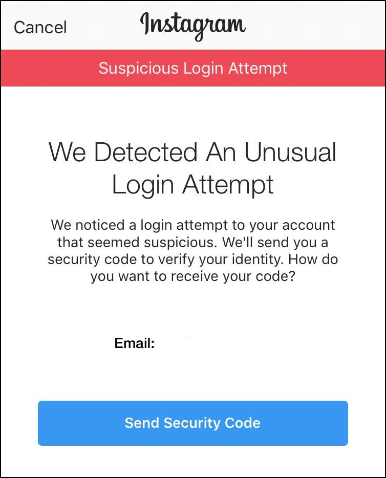 Instagram "Suspicious login attempt" error can't log in or sign in