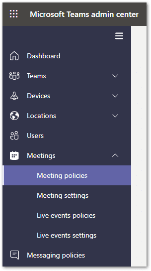 check and create a new meeting policy to fix Microsoft Teams screen share black/blank screen or not working