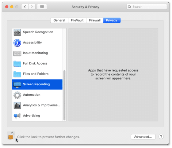 enable screen recording permissions and access for app on macOS to fix Microsoft Teams screen share black/blank screen or not working