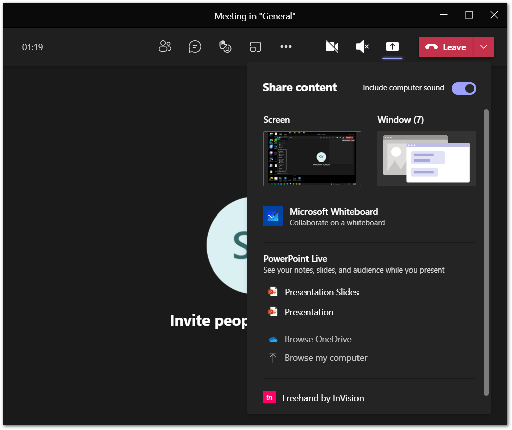 share correct screen to fix Microsoft Teams screen share not working