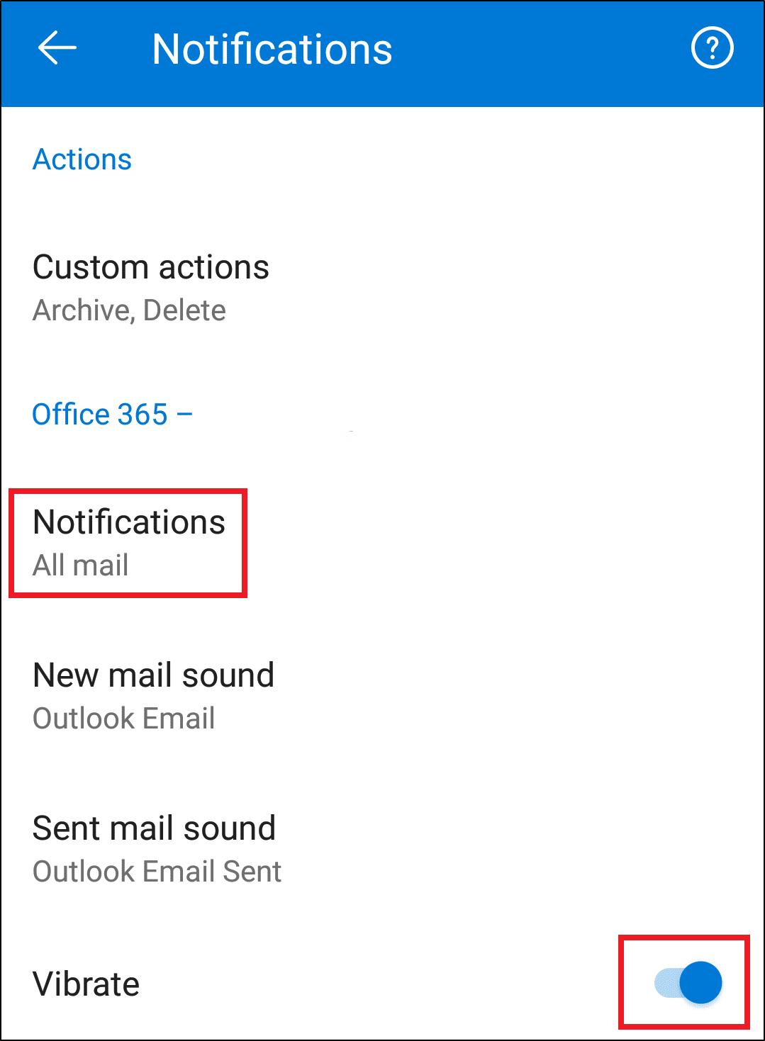 check and enable Microsoft Outlook notification settings through app settings to fix Microsoft Outlook app email notifications not working on iOS or Android