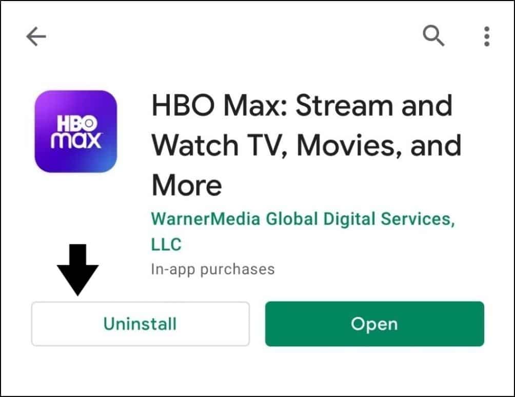 completely uninstall HBO Max app to reinstall it to fix can't log in to HBO Max or the sign in button is not working greyed out