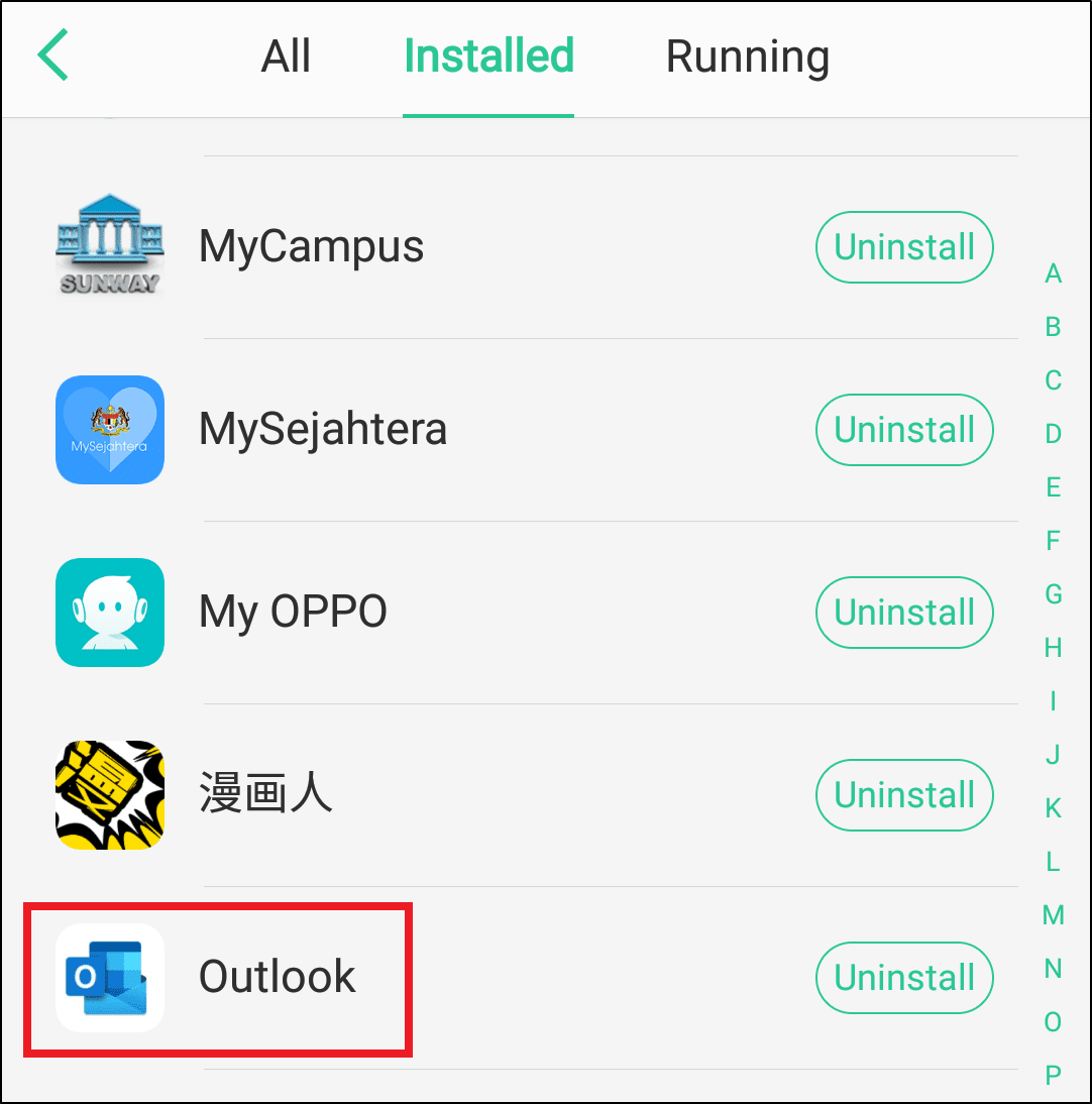 access Microsoft Outlook settings on Android to check and enable notification settings to fix Microsoft Outlook app email notifications not working on iOS or Android