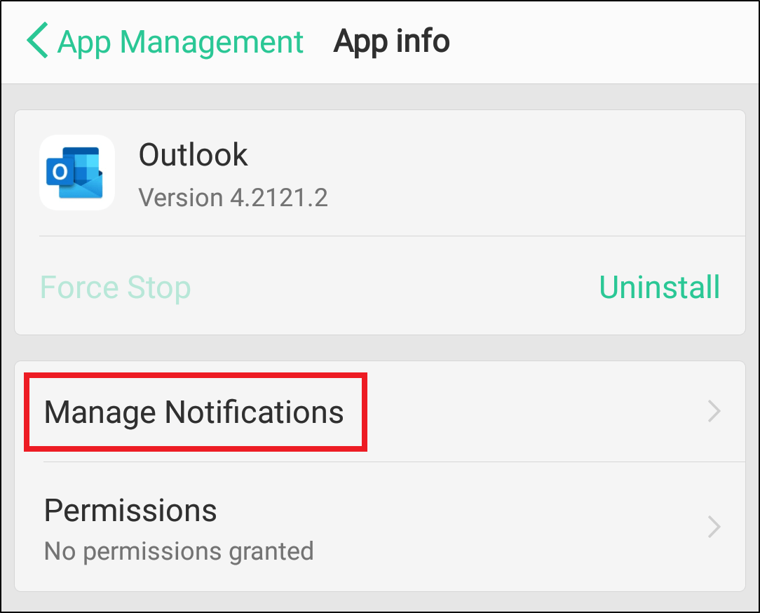 check and enable Microsoft Outlook notification settings through system settings to fix Microsoft Outlook app email notifications not working on Android