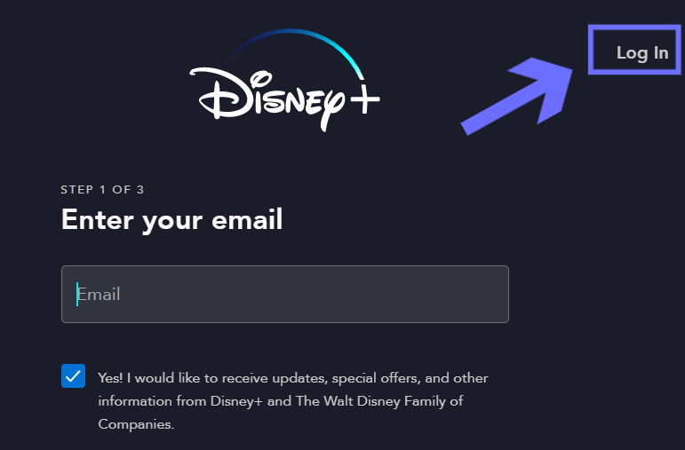 Use the login option from the Sign Up page to fix can't log in Disney Plus, not signing in, or Sign In button not working