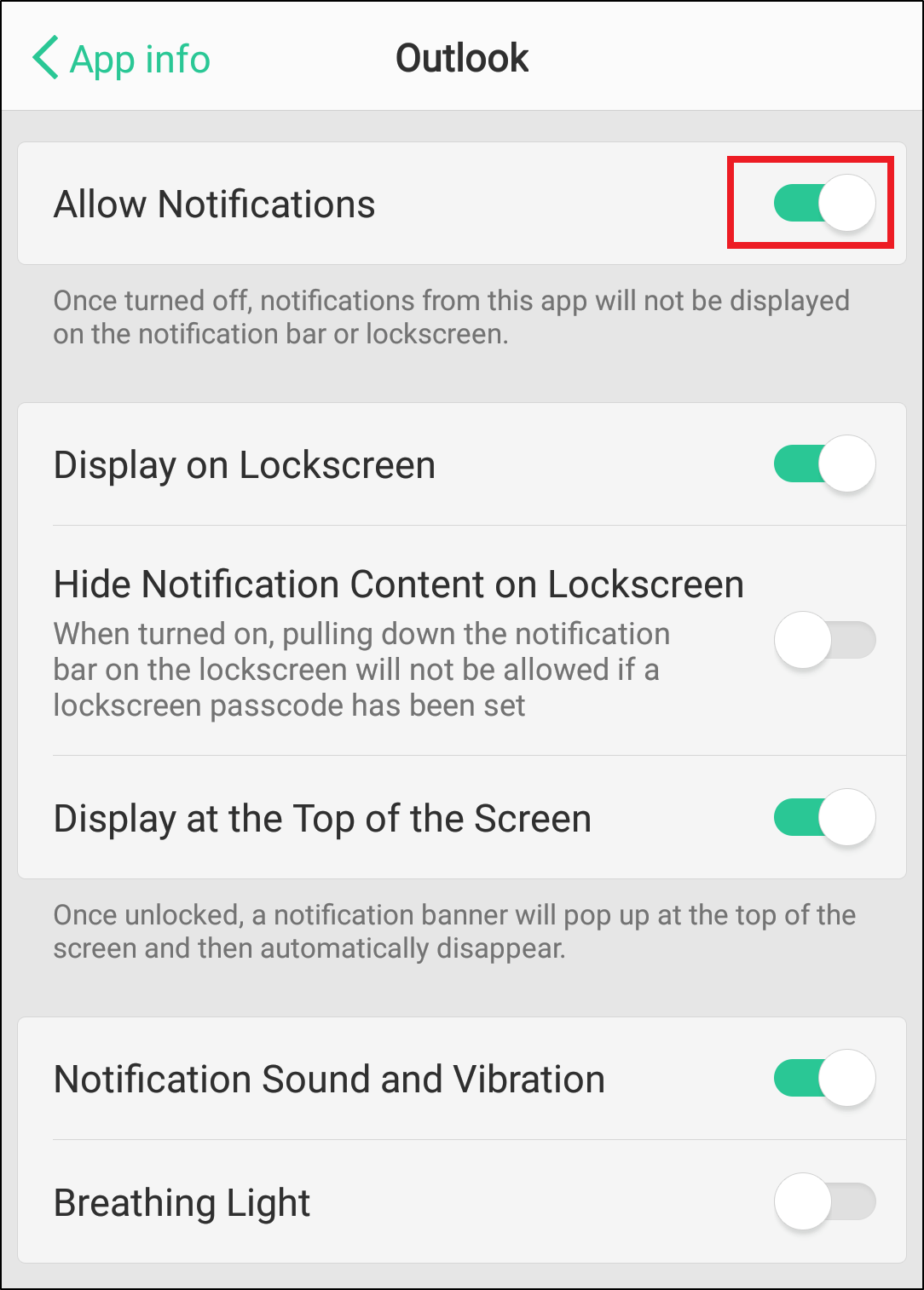 check and enable Microsoft Outlook notification settings through system settings to fix Microsoft Outlook app email notifications not working on Android