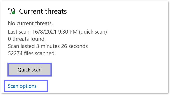 Run malware and virus scan using Windows Security to fix can't log in Disney Plus, not signing in, or Sign In button not working