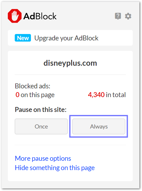 disable adblock extension on web browser to fix can't log in Disney Plus, not signing in, or Sign In button not working