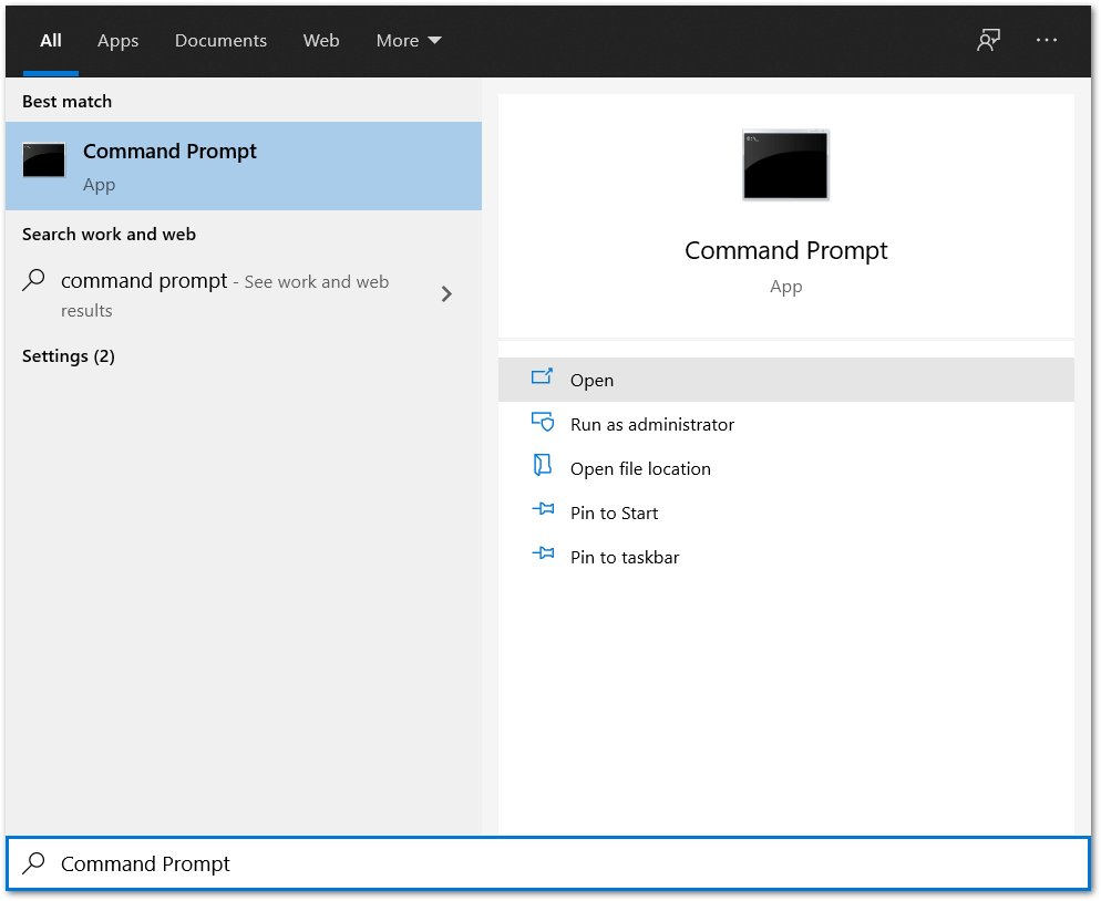 access and open Command Prompt on Windows to flush dns cache and to fix Gmail search not working, finding emails, or showing no results