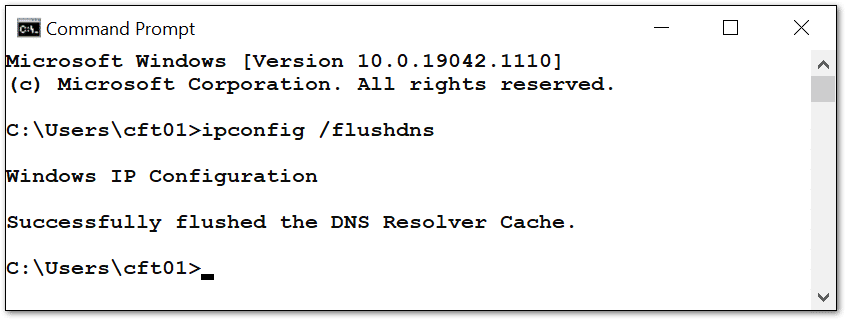 flush dns cache on Windows through command prompt to fix Gmail search not working, finding emails, or showing no results