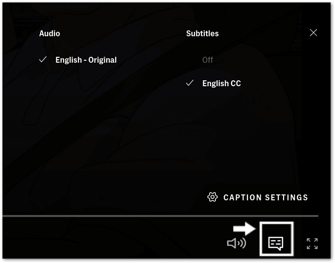 toggle the subtitles on and off to fix HBO Max subtitles or closed captions not working, showing or loading