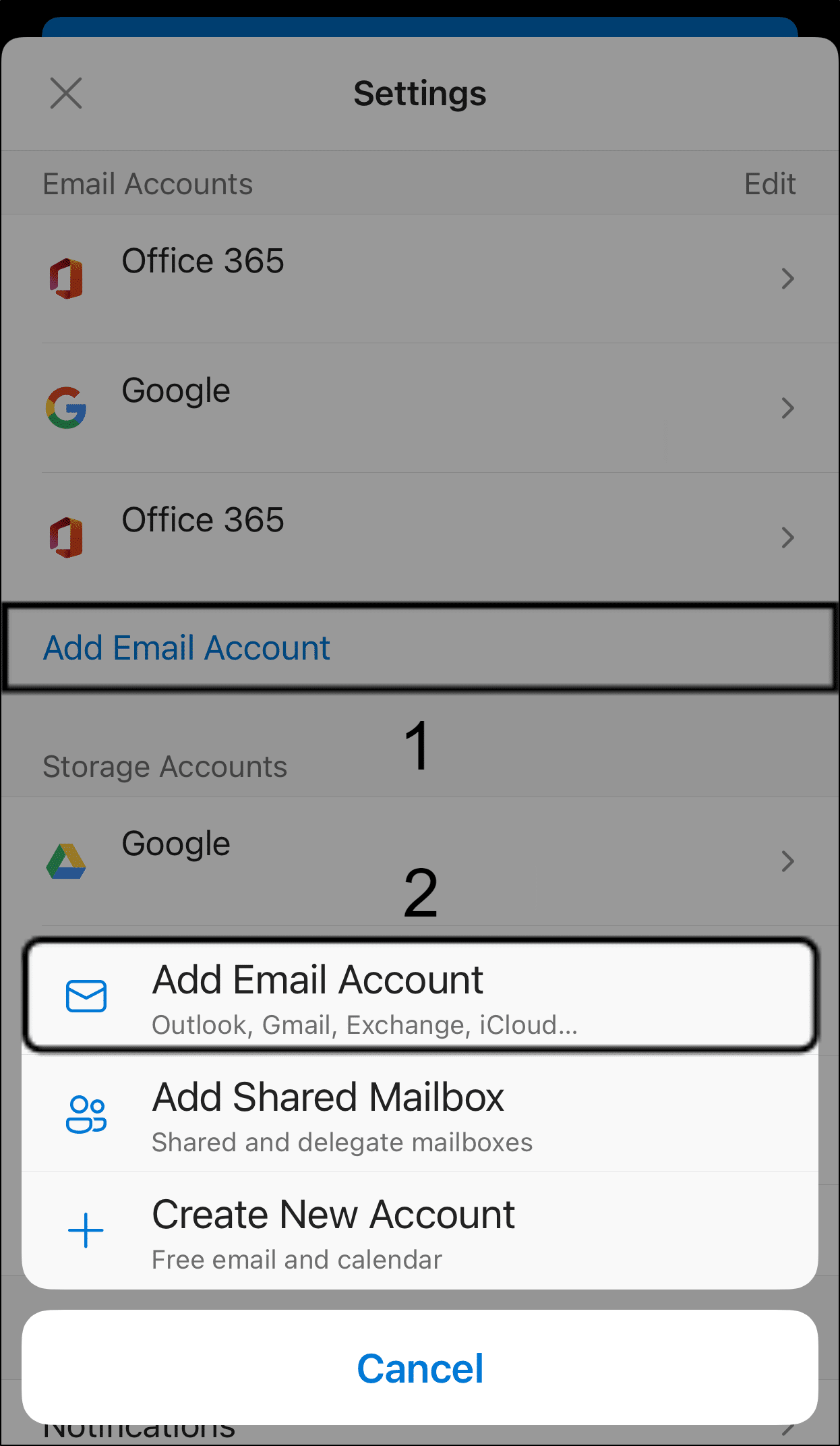 log back into email account on Microsoft Outlook app to fix Microsoft Outlook app email notifications not working on iOS or Android