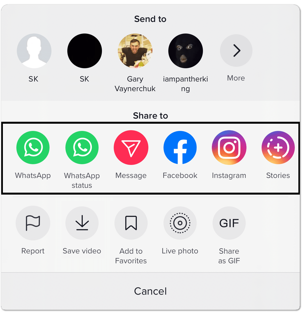 how to share TikTok videos to other social media accounts using default share options
