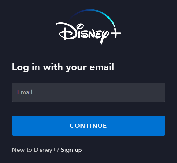 Disney Plus login form