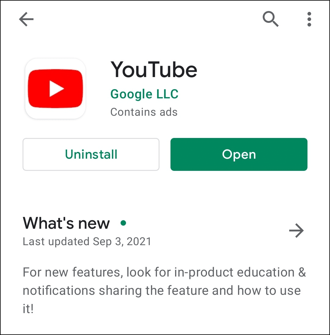 uninstall the YouTube app to reinstall it to fix YouTube search bar and filters not working or showing results