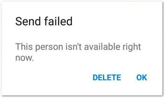 Facebook Messenger "Send Failed. This person isn't available right now" or messaging blocked