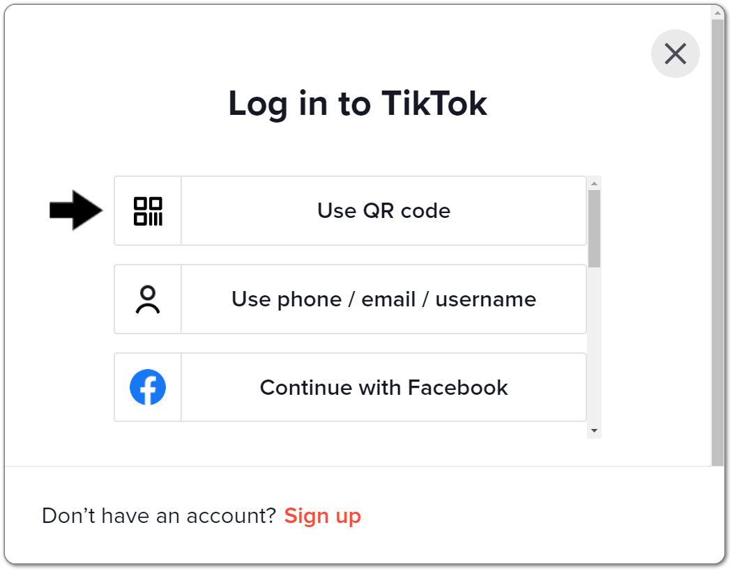 Log in to the TikTok website using QR code to fix can't log in to TikTok, "Too many attempts, please try again" error message, or login failed