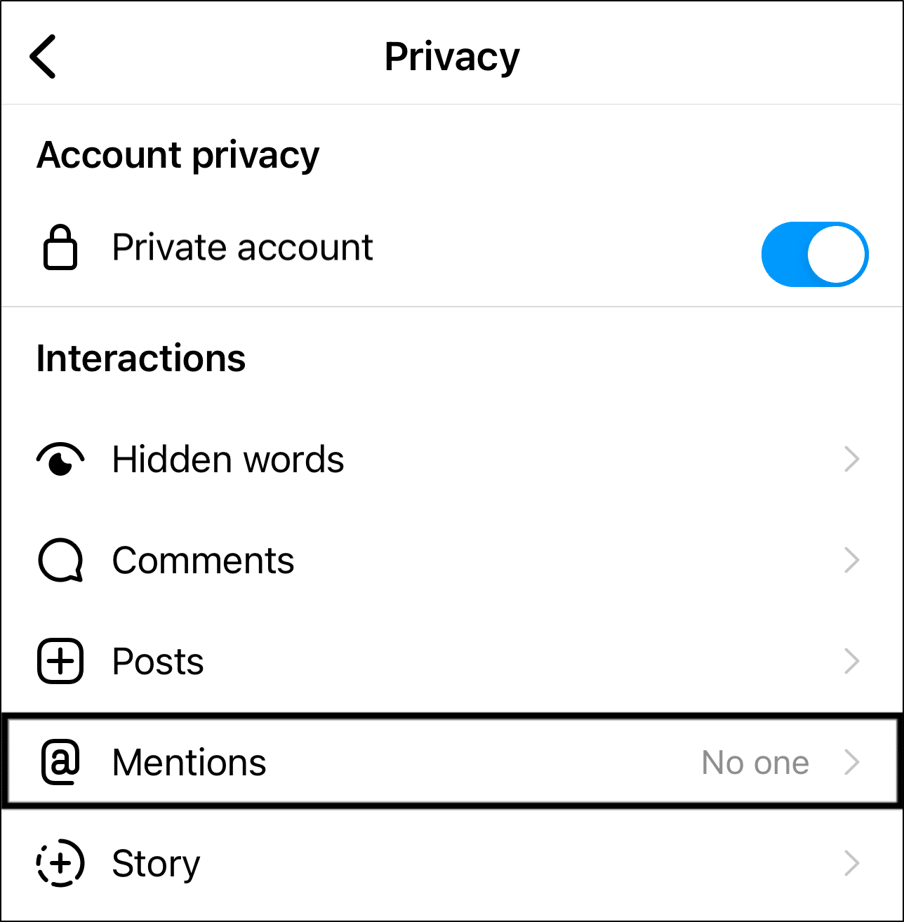 check and reconfigure story mentions privacy settings to allow other users to mention you in Instagram stories to fix Instagram tagging or story mentions not working or showing