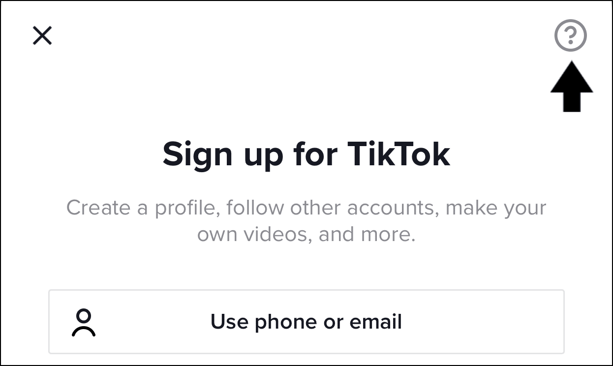 access feedback form from Sign Up page to recover TikTok account to fix can't log in to TikTok, "Too many attempts, please try again" error message, or login failed