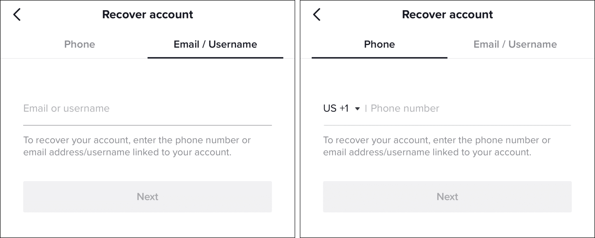 Recover TikTok account using linked email or phone number to fix can't log in to TikTok, "Too many attempts, please try again" error message, or login failed