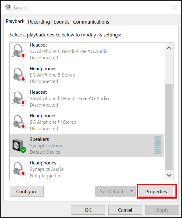 access Speaker or audio device properties and settings on Windows to set audio to studio quality to fix Netflix no sound, audio problems/issues or volume not working