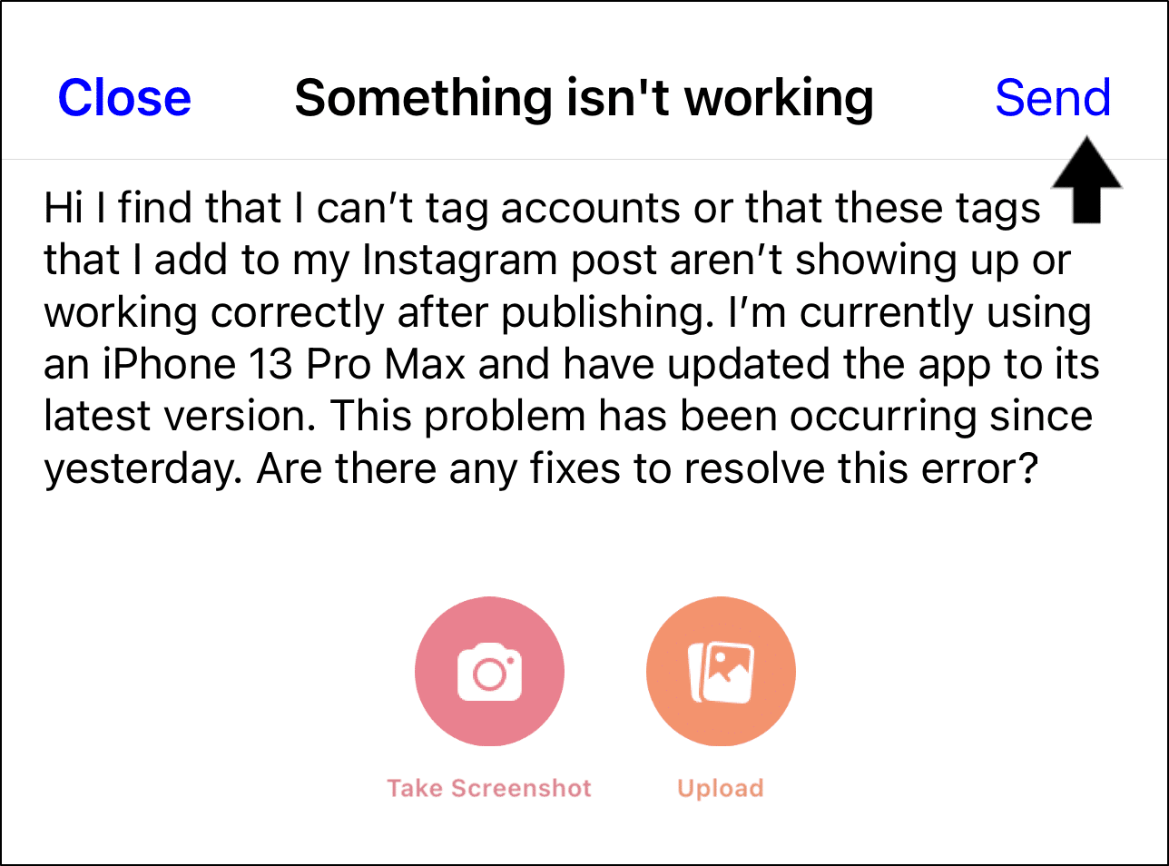 Report the tagging problem to the Instagram support team to fix Instagram tagging or story mentions not working or showing