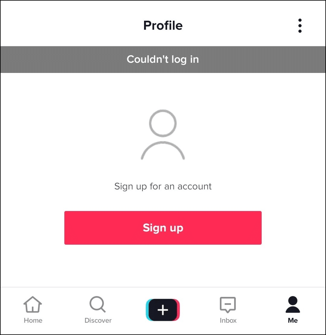 TikTok "Couldn't log in" error message - can't log in to TikTok, "Too many attempts, please try again" error message, or login failed