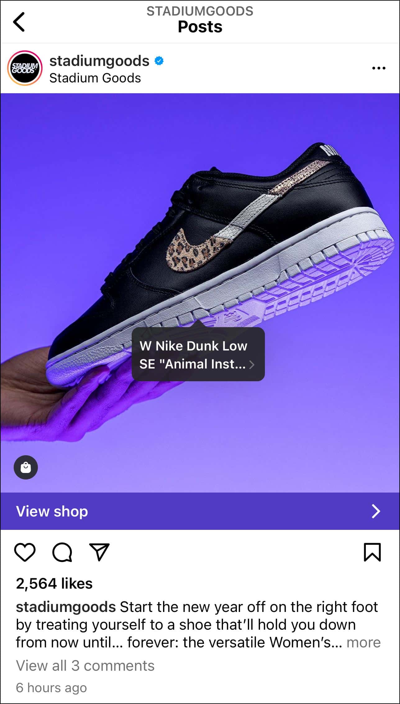 Instagram product tags in posts