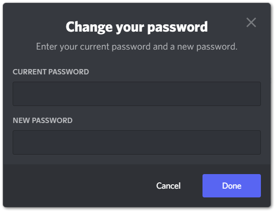 change discord account password