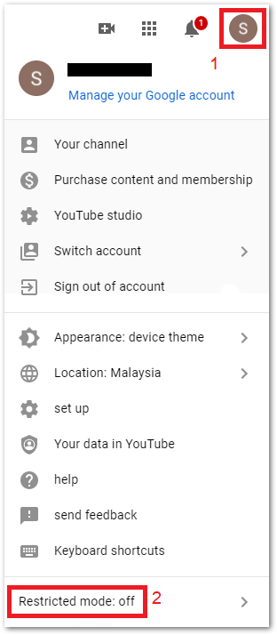 Configure or turn off the Restricted Mode settings to fix YouTube search bar and filters not working or showing results