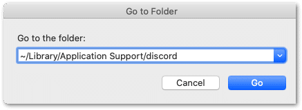 open Discord folder through Go to Folder on macOS to delete discord cache files on macOS and fix discord keeps logging out