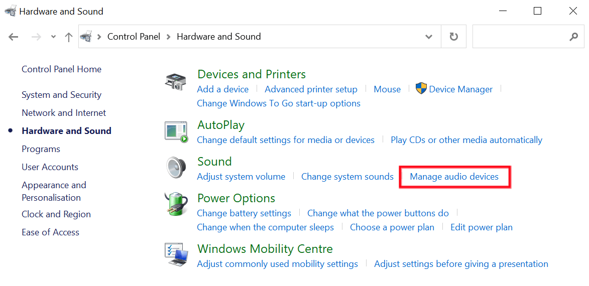 access Audio Device settings on Windows to change Audio Output to HDMI to fix Netflix no sound, audio problems/issues or volume not working