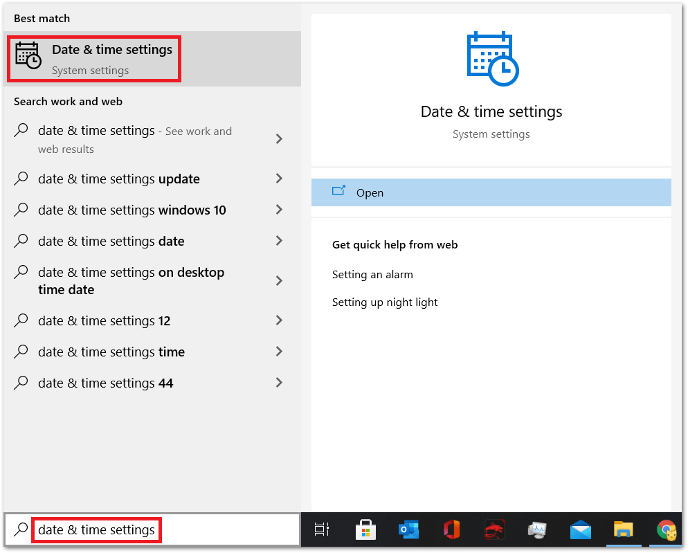 recalibrate the date and time settings or set automatically on Windows to fix YouTube search bar and filters not working or showing results