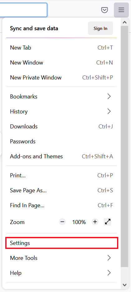 access Mozilla Firefox settings to disable Hardware acceleration settings to fix Netflix no sound, audio problems/issues or volume not working