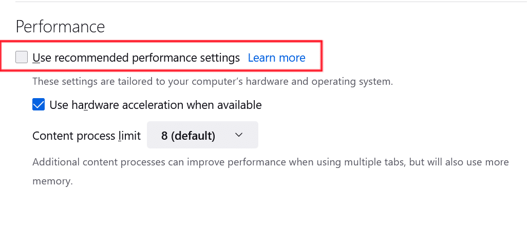 disable Hardware acceleration in Mozilla Firefox settings to fix Netflix no sound, audio problems/issues or volume not working