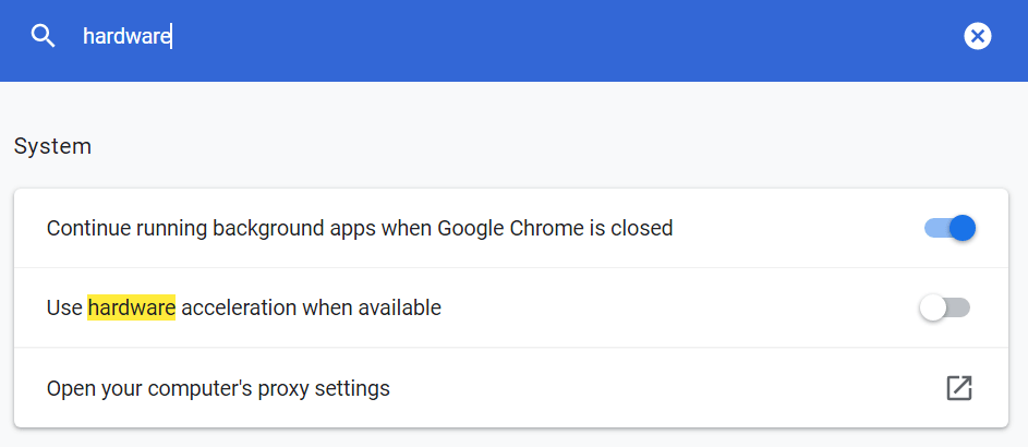 disable Hardware acceleration in Google Chrome settings to fix Netflix no sound, audio problems/issues or volume not working