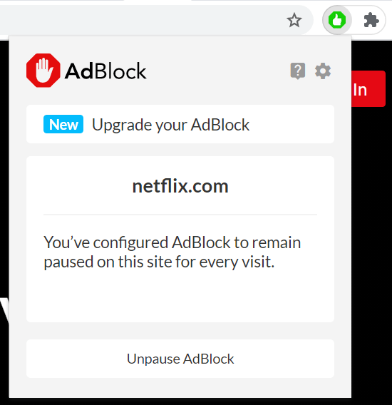 disable adblock extension on web browser on Netflix website to fix Netflix no sound, audio problems/issues or volume not working