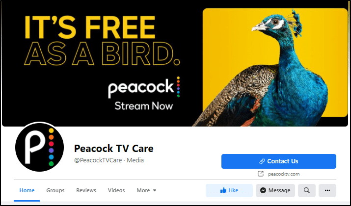 Check Peacock TV server status or contact through Facebook page to fix Peacock TV buffering, not loading or working
