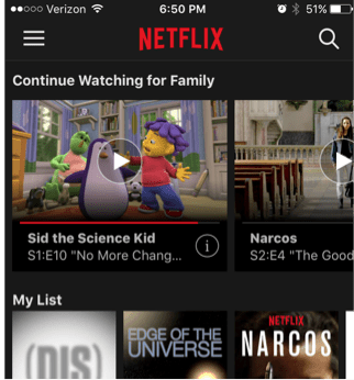 Netflix continue watching feature not working, showing, loading, or updating